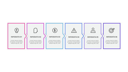 Rectangles infographic with 6 steps, options, parts or processes. Business data visualization.