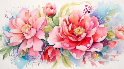 watercolor beautiful flowers