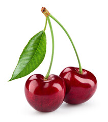 Cherry,Isolated.,Cherry,On,White.,Cherries.,With,Clipping,Path.