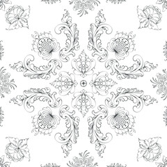 Hand drawn seamless floral pattern on a white background, vector textile template.