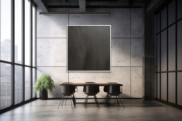 Modern Conference Room with Blackboard. Generative AI
