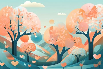 abstract landscape with flowers