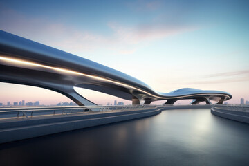 empty road with modern bridge