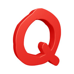 3D red alphabet letter q for education and text concept