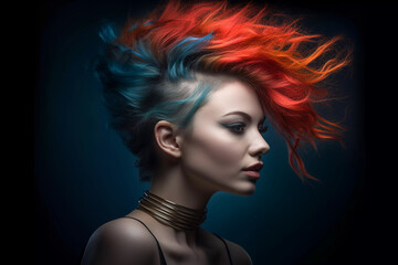 Obraz na płótnie Canvas Amazing women's hairstyle in the style, Generative AI