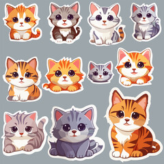 cute cat stickers vector illustration.