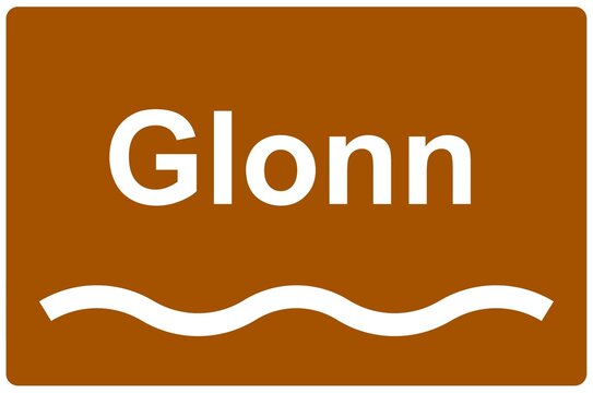 Illustration eines Flussnamenschildes des Flusses "Glonn"	