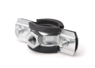 Metal hose clamp with rubber insert