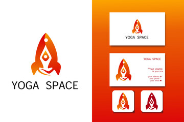 yoga space logo design vector template and business card with editable text