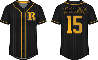 Baseball t-shirt design template, Sport jersey mockup. uniform front and back view.	
