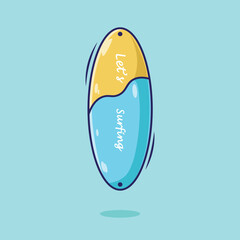 Surfing board cartoon vector icon illustrations