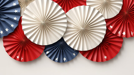 Independence day USA banner mockup paper fans in American national colors. Generative Ai