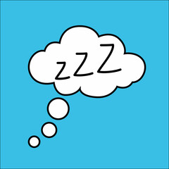 Hand drawn zzz sleep wave in cloud isolated on white background. Vector illustration