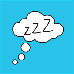 Hand drawn zzz sleep wave in cloud isolated on white background. Vector illustration