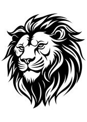 Head of a lion in a mascot style, lion head vector silhouette