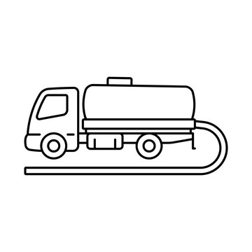 recommend clip art: Vacuum truck icon. Black contour linear silhouette. Side view. Editable strokes. Vector simple flat graphic illustration. Isolated object on a white background. Isolate.