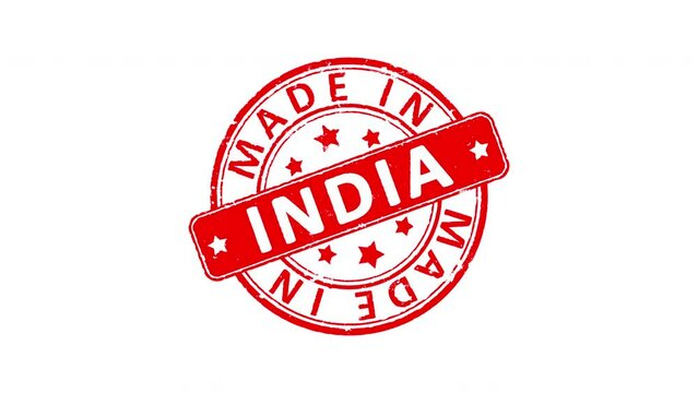 3 different Made In INDIA rubber stamp animated video over white background. Green screen versions are also available for chroma key compositing. 4k res, business, cargo, shipment, trade concepts