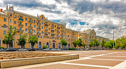 Lenin square street in the city of Astrakhan