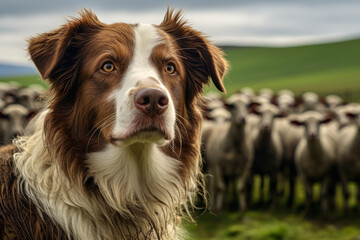 dog shepherd guarding sheep  generative ai
