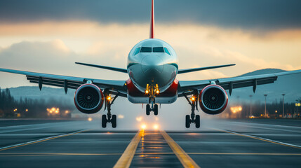 passenger plane on the runway generative ai