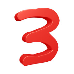 Naklejka premium 3d red number 3 design for math, business and education concept 
