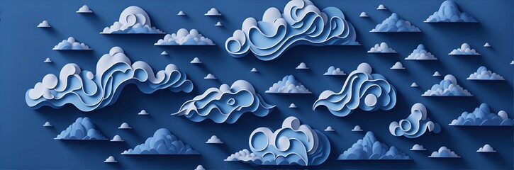 Papercaraft style clouds background. AI generated illustration