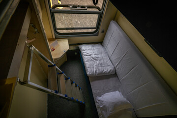 Interior of sleeping coach of seasonal night train from Bohumin to Leba and Hel