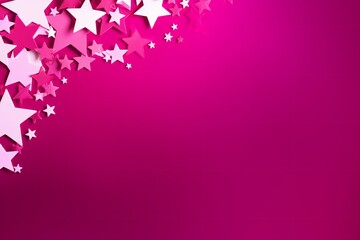 Fototapeta premium Illustration of a pink background with white stars created using generative AI