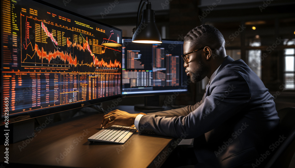 Poster High-Tech Brain Imaging on Computer Screen: Futuristic Stock Image Generated by AI