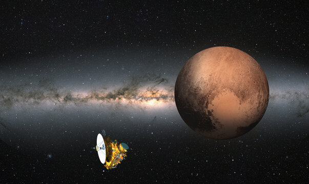 New Horizons spacecraft and Pluto "Elements of this image furnished by NASA " 
