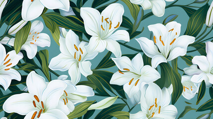 Fototapeta na wymiar white and lily pattern background. generated ai. 