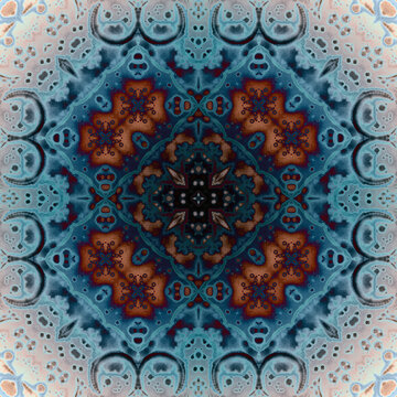 Seamless abstract square pattern. Alcohol ink in modern art. Mandala