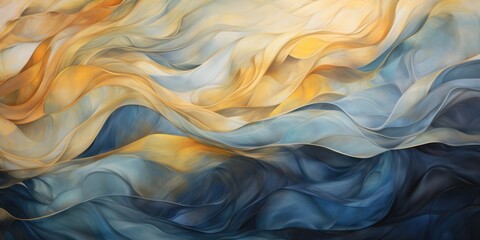 Obraz premium Luxury abstract background waves gold and and dark blue color, generative ai