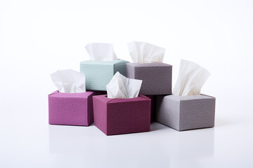Boxes of tissues on a light plain background