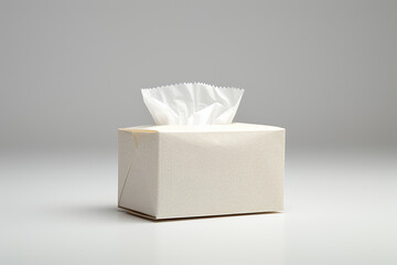 A box of tissues on a light plain background