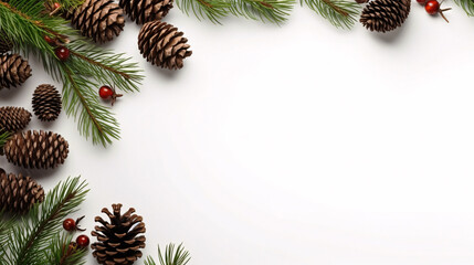 Stunning Close-Up of Pine Cones and Branches on White Background, Captured with Generative AI