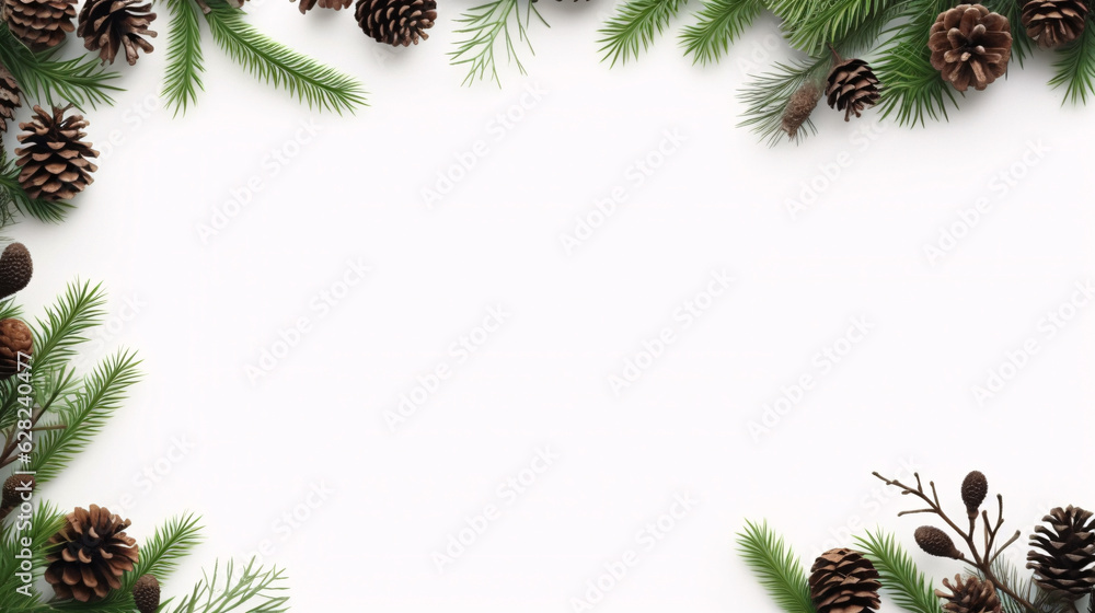 Poster stunning close-up of pine tree with cones and branches, captured by generative ai