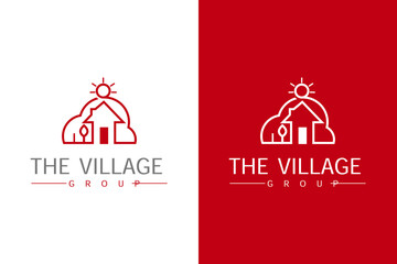 the village logo design vector template with editable text