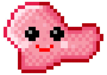 Fototapeta premium Smile shape icon pixel art. Vector illustration. 