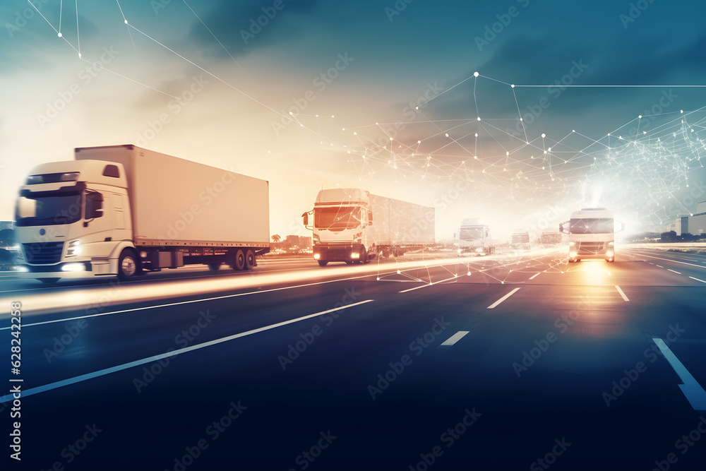 Wall mural logistics and transportation integrated warehousing and transportation operation service network distribution of container cargo smart logistics and future of transport on global networking