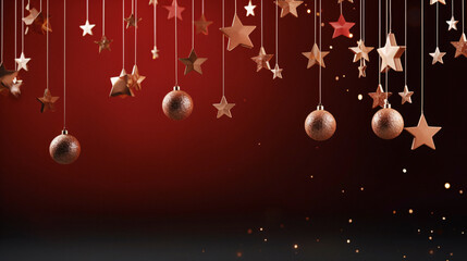 Beautifully Decorated Christmas Tree with Sparkling Star Ornaments, Generative AI