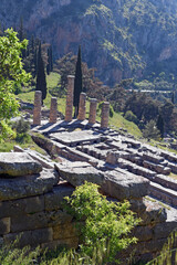 Apollo Temple in Delphi, an archaeological site in Greece, at the Mount Parnassus. Delphi is famous...