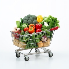 shopping cart full of vegetables generative in ai