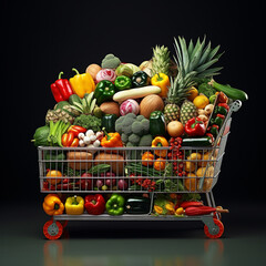 shopping cart full of groceries generative in ai