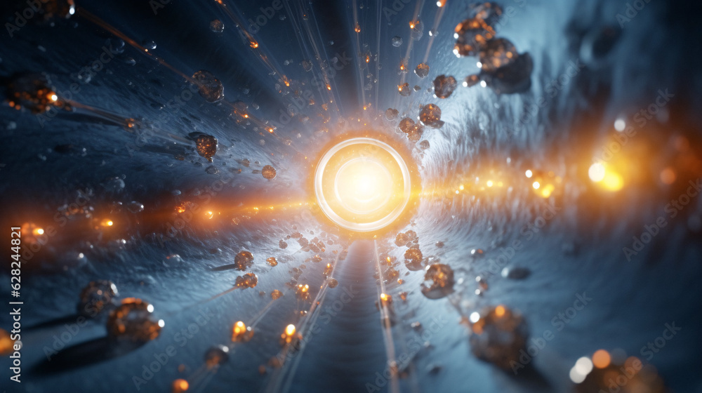 Aufkleber captivating close-up of illuminated light in enigmatic dark room, generated by generative ai