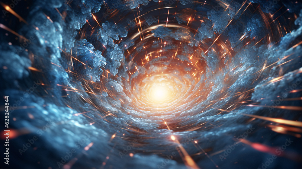Poster mesmerizing close-up of a spiral shaped object with a radiant light in the middle, generated by ai