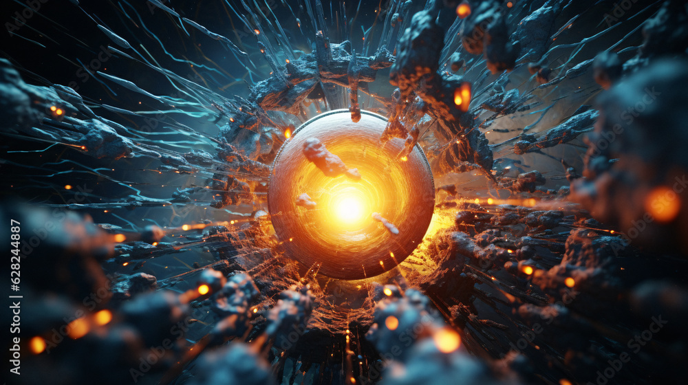 Poster captivating close-up of illuminated sphere: a stunning display of generative ai brilliance
