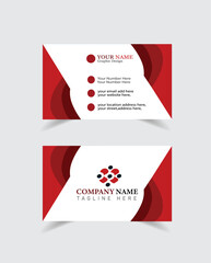  Double-sided modern formal red or white abstract business card design -illustration.