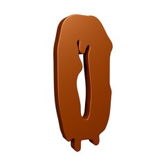3d chocolate number 0 design for math, business and education concept 