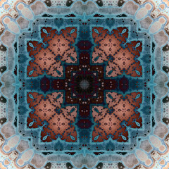 Seamless abstract square pattern. Alcohol ink in modern art. Mandala